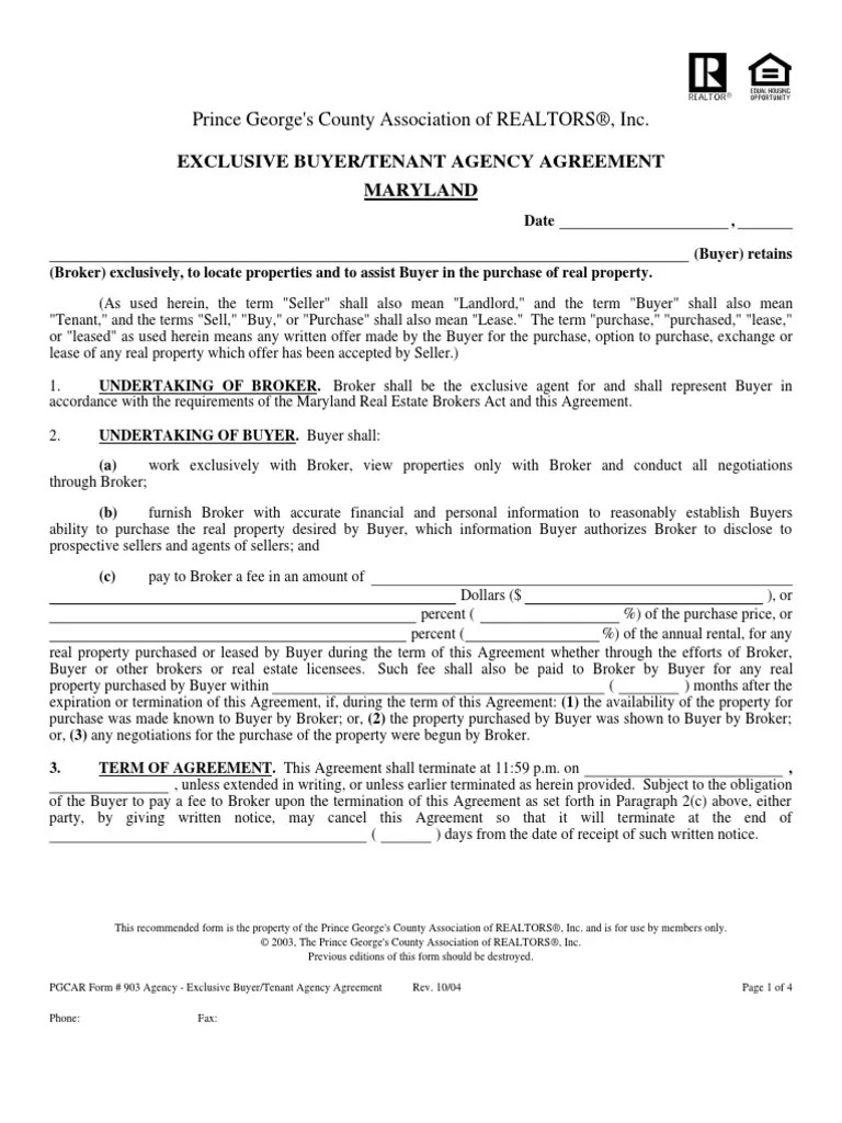 Exclusive Buyer Agency Agreement Real Estate Broker Private Law