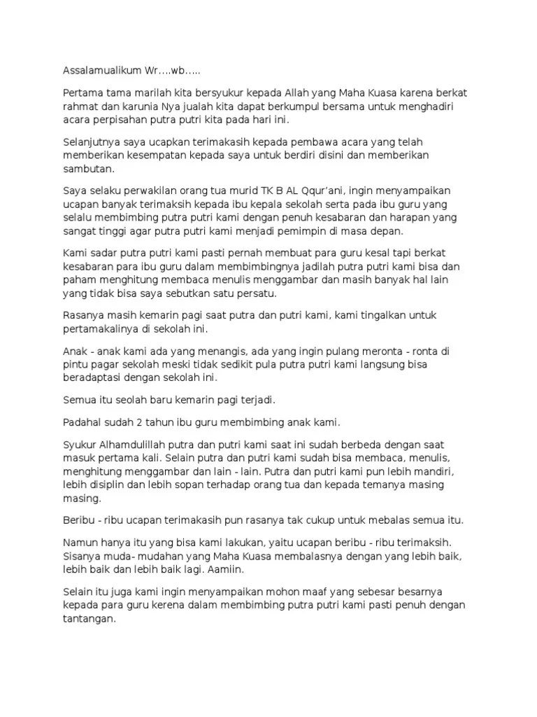 Ucapan Terima Kasih Untuk Guru Tk Dari Orang Tua Murid - Nusagates