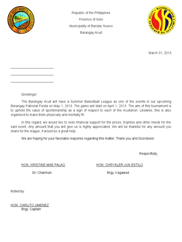 Sample of Solicitation Letter