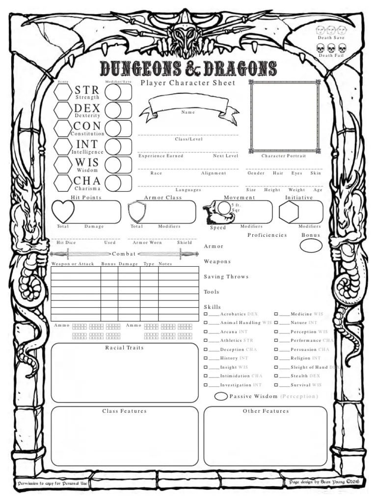 Old School 5E D&D Character Sheet (Form)_1 Role Playing Games Gaming