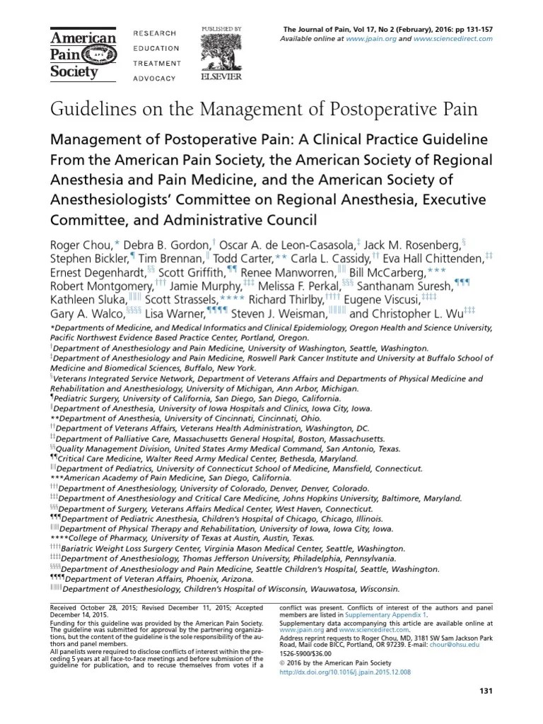 Guidelines on Management of Postoperative Pain.pdf Pain Management Acupuncture