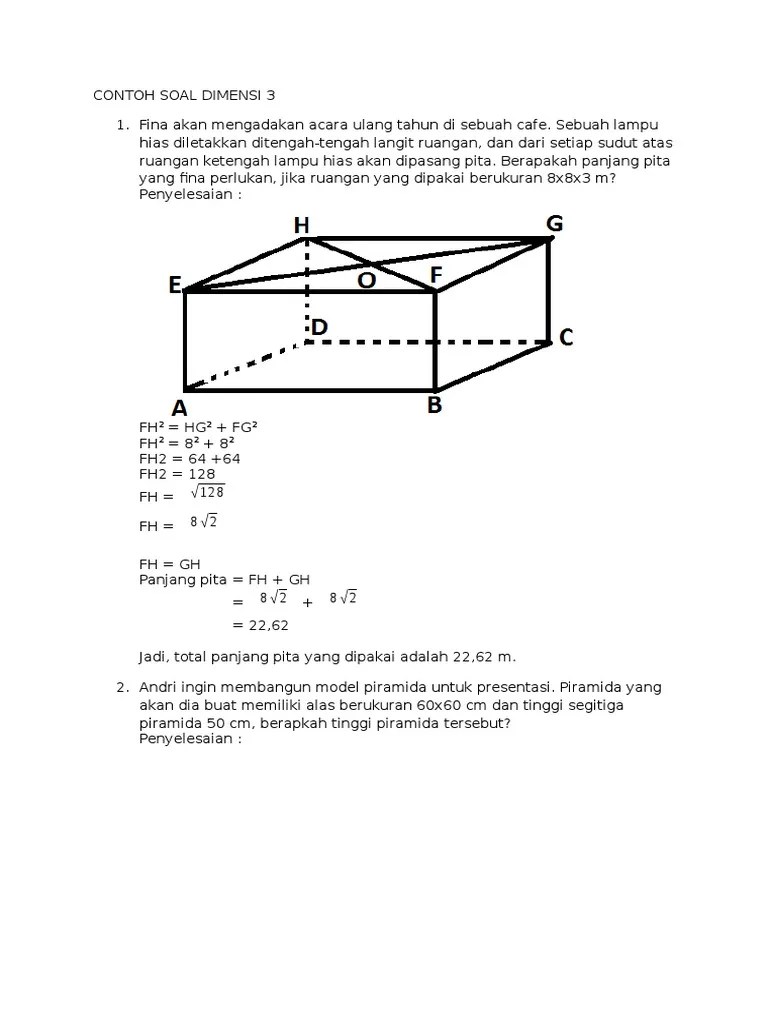 Contoh Soal Dimensi 3