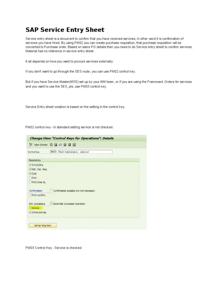SAP Service Entry Sheet PDF Business Computing And Information
