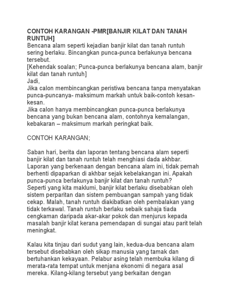 Contoh Karangan Laporan Mengenai Banjir