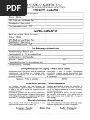 Va prezentam modelul unui contract de drept de autor cu mentiunea ca, dvs. Contract Vanzare Cumparare Auto Din Germania Bilingv
