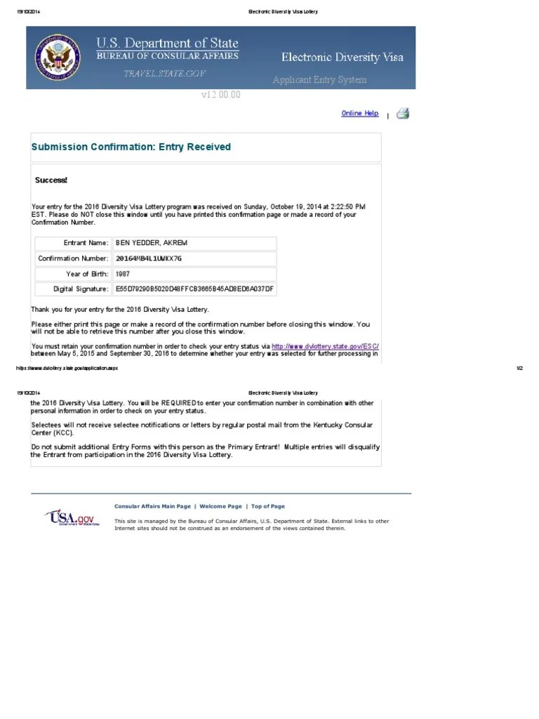Electronic Diversity Visa Lottery Travel Visa Computing And