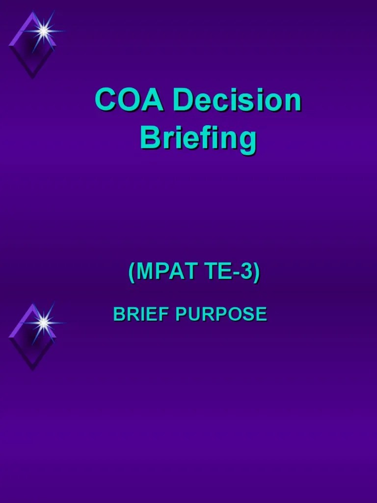 COA Decision Briefing Military Military Science
