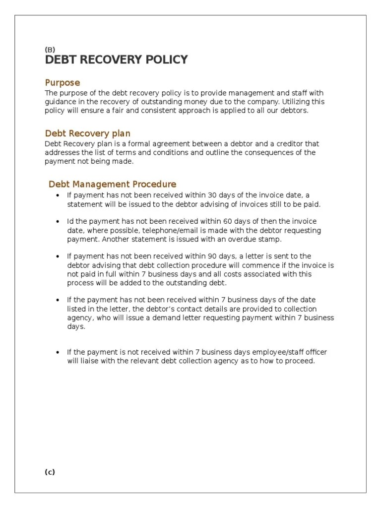 DEBT RECOVERY POLICY.docx Debt Money