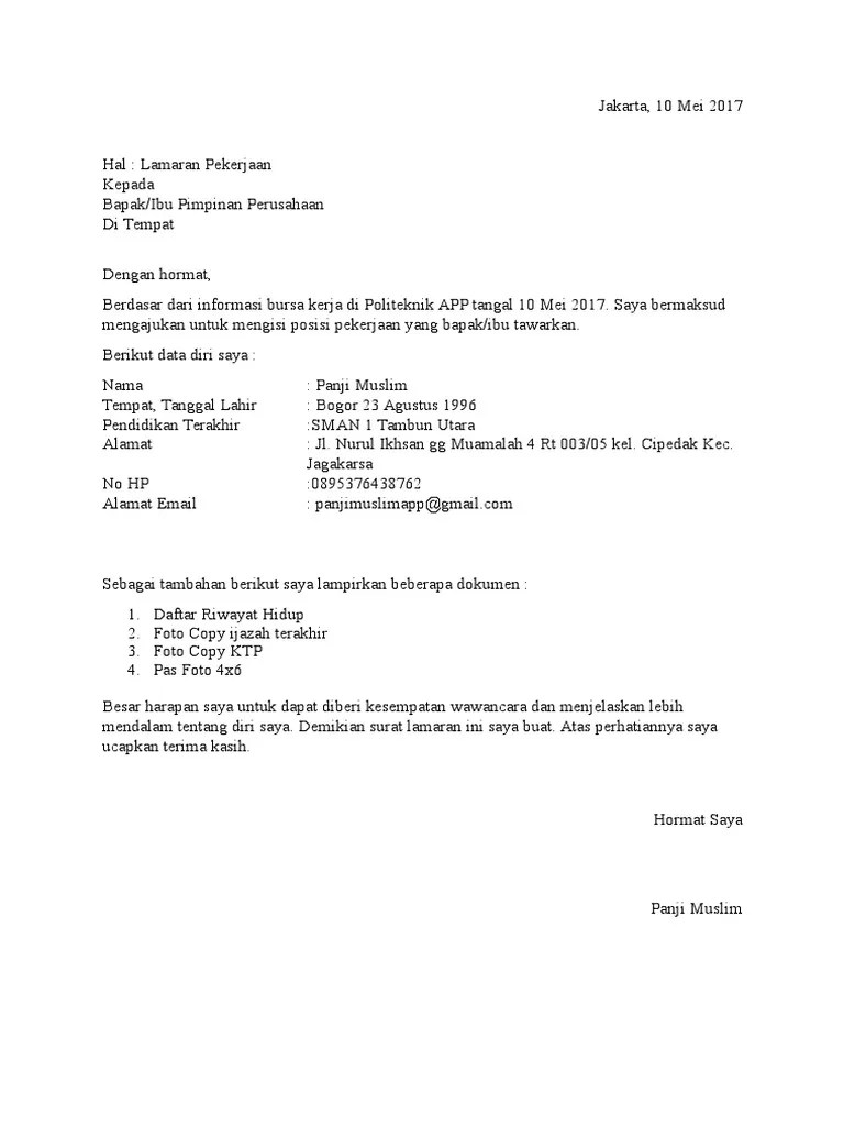 Contoh Surat Lamaran Kerja Perkebunan Kelapa Sawit Kumpulan Surat Penting