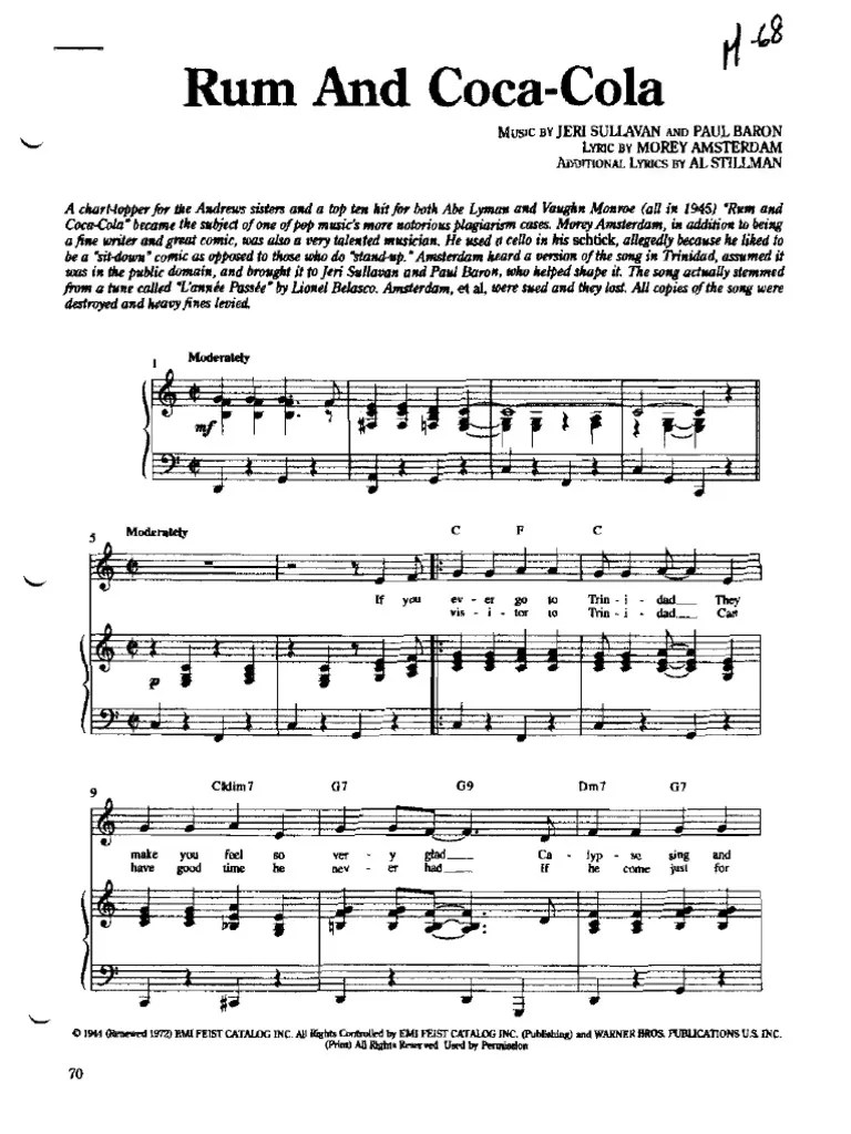 Rum and CocaCola The Andrew Sisters Jeri Sullavan Paul Baron 3L