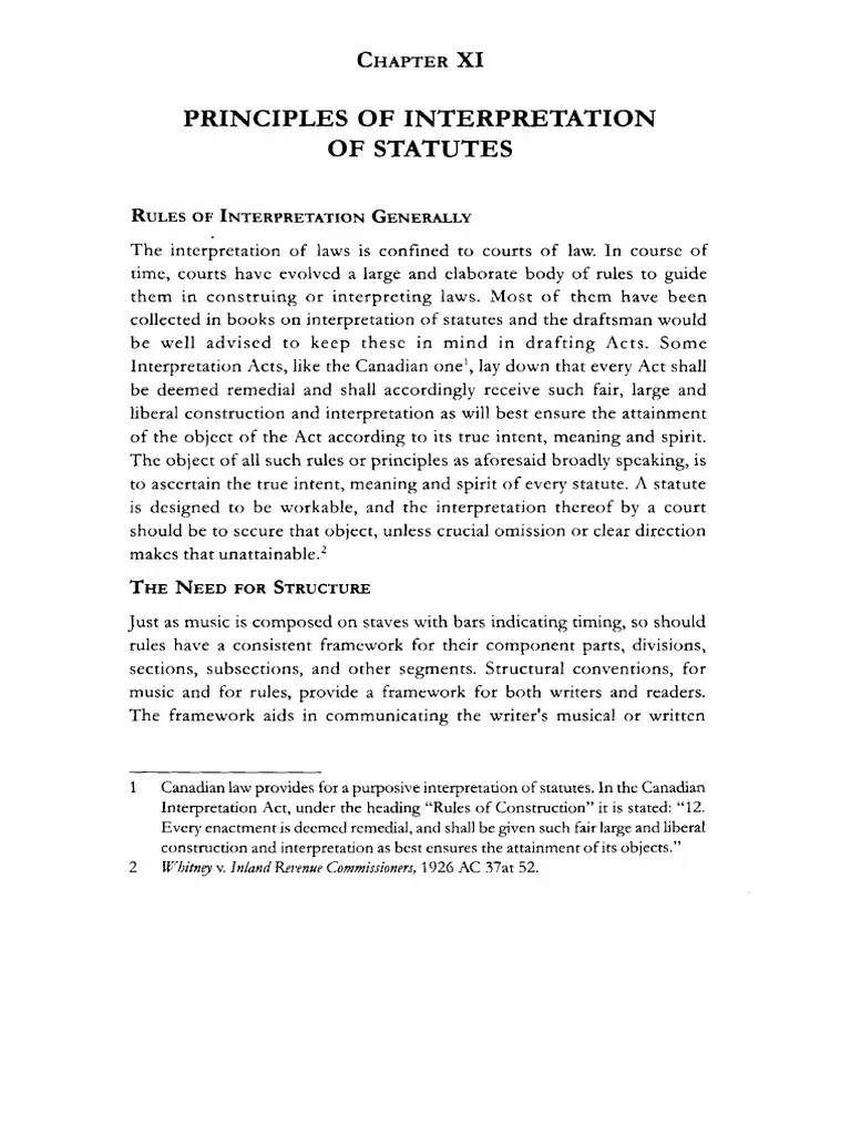 Principles of Interpretation of Statutes PDF Plain Meaning Rule