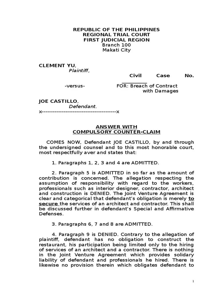 Republic Of The Philippines Regional Trial Court First Judicial Region