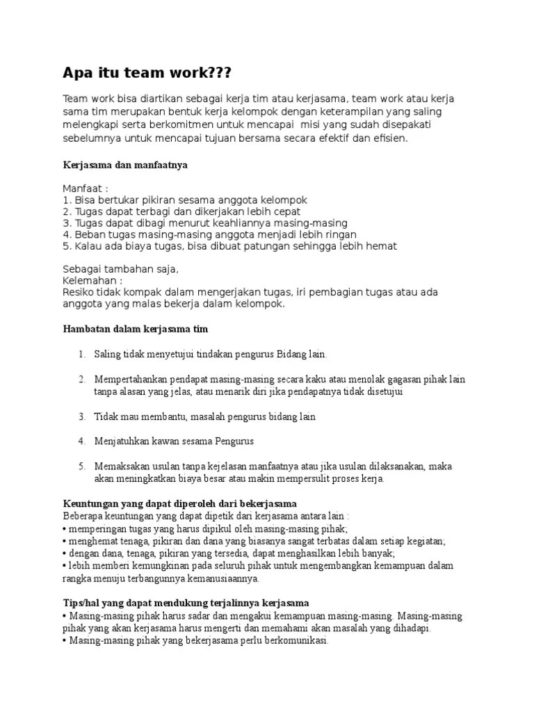Apa Itu Team Work