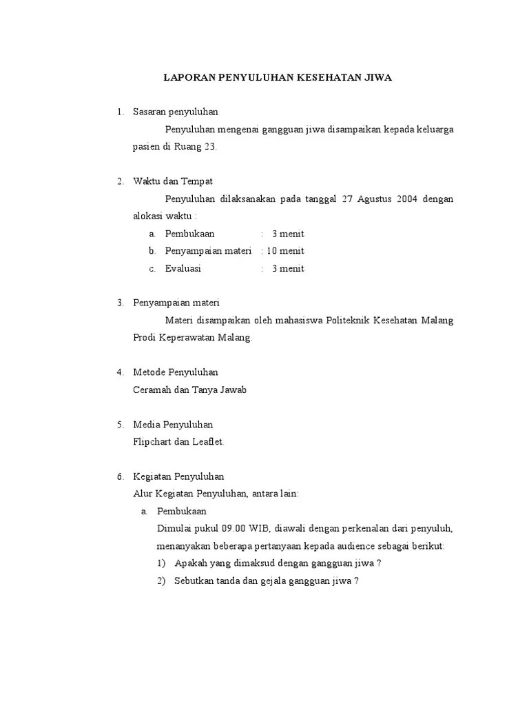 Laporan Penyuluhan Gangguan Jiwa | PDF