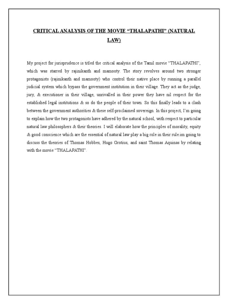 Critical Analysis of the Movie