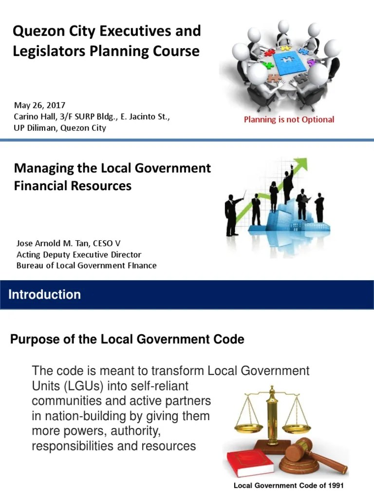 Managing Local Government Financial Resources PDF Local Government