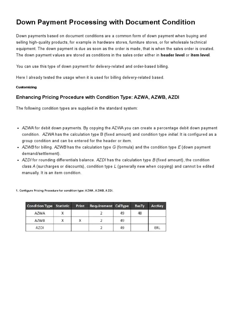 SAP SD Down Payment Request Financial Transaction Payments