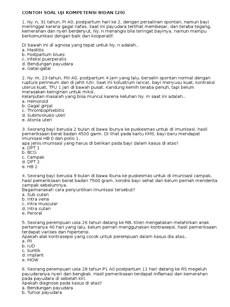 Contoh Soal Uji Kompetensi Bidan