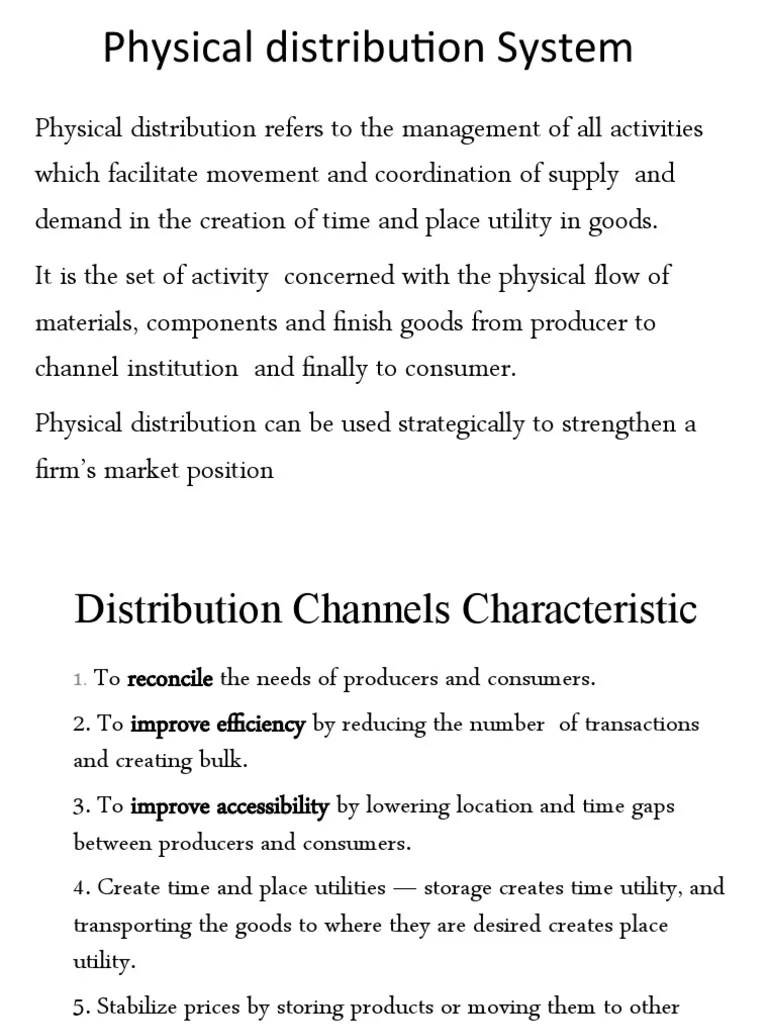 Physical Distribution System PDF Transport Warehouse