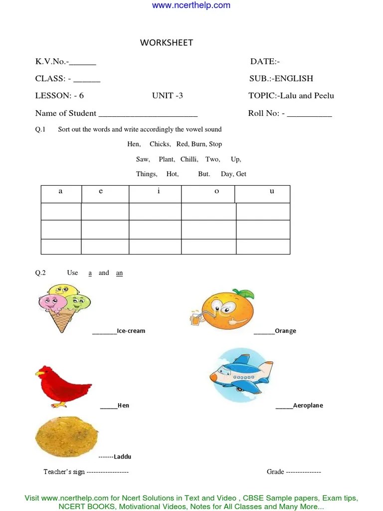 Enlish Test for Class 1 English Test (Assessment) English Language