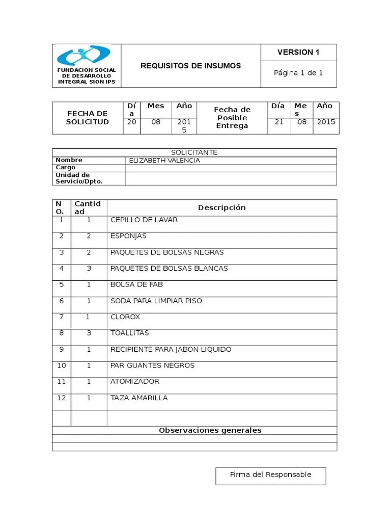 formato de requisicion de insumos.doc