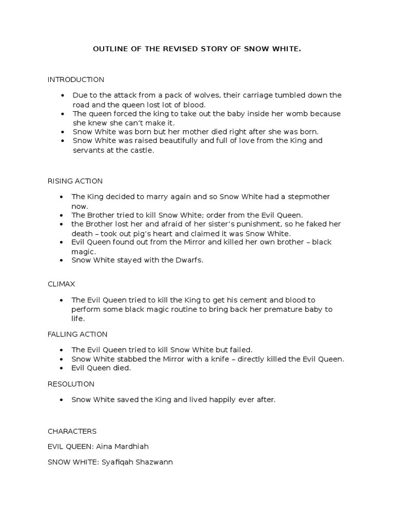 Outline of The Revised Story of Snow White