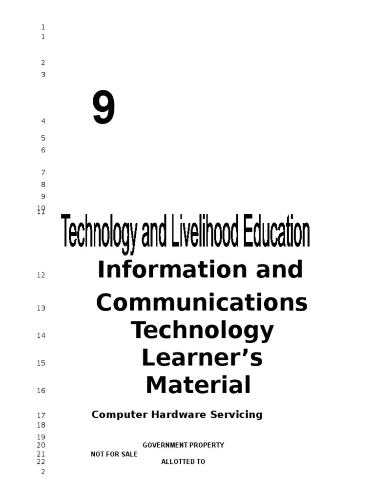 ICT Computer Hardware Servicing Grade 9 PDF Entrepreneurship