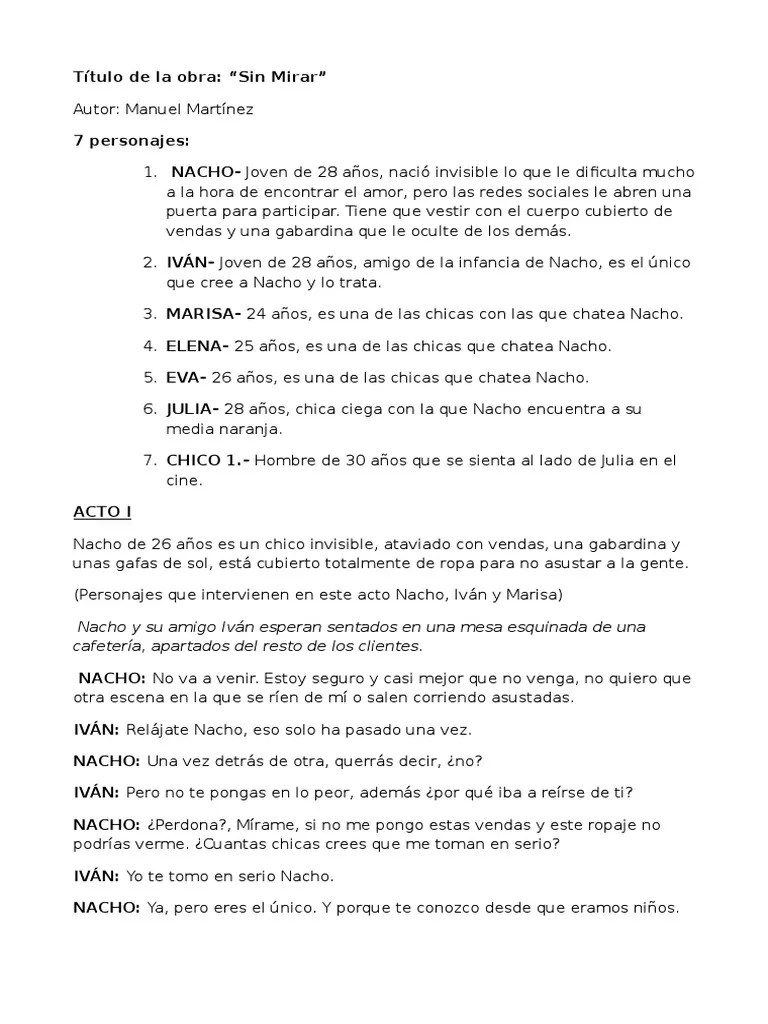 Guion teatral corto Ocio