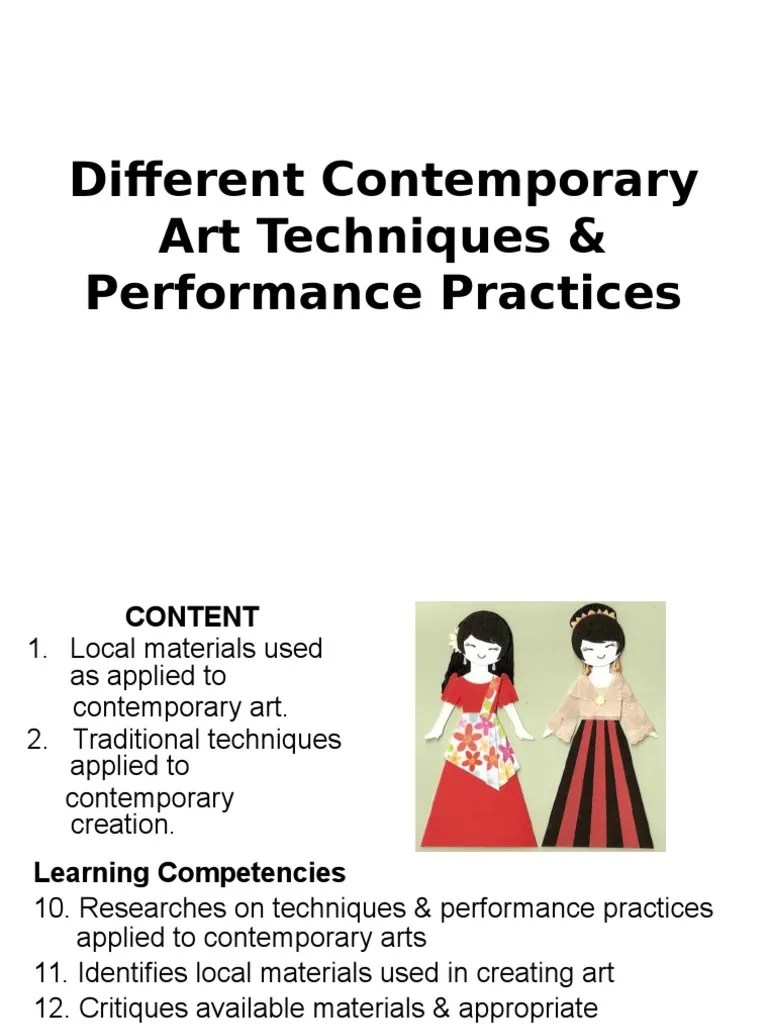 3different Contemporary Art Techniques Performance Practices