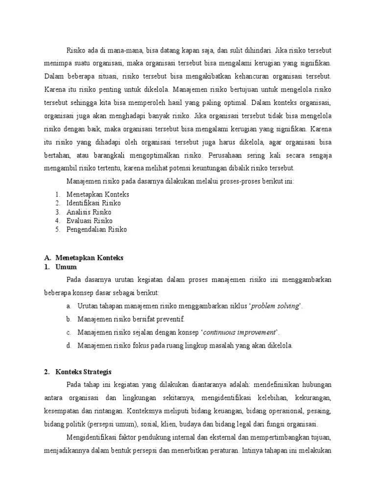 PROSES MANAJEMEN RISIKO