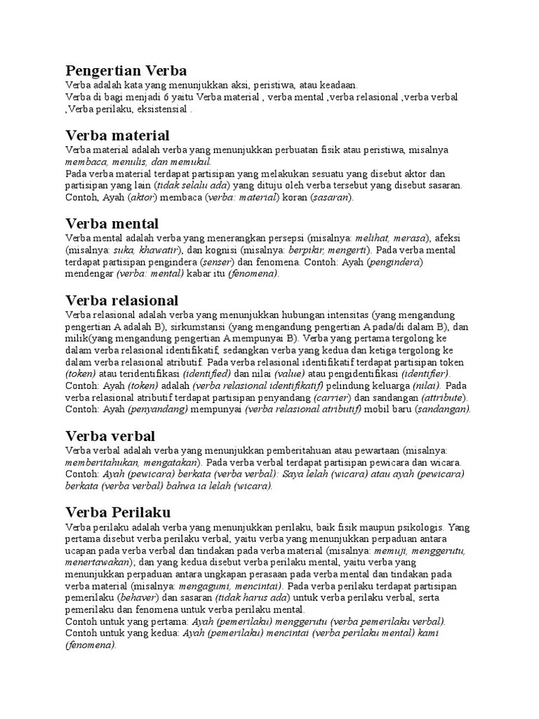 Contoh Kalimat Verba Material Ruang Kelas Untuk Belajar