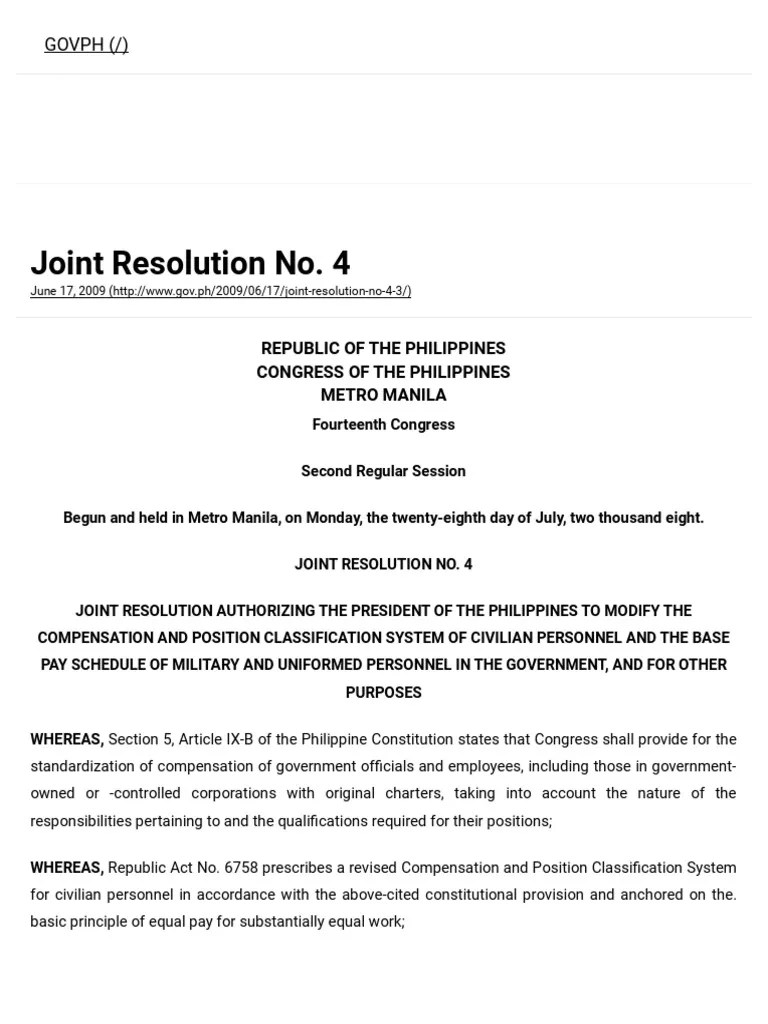Joint Resolution No 4 CNA Inspector Sergeant Free 30day Trial