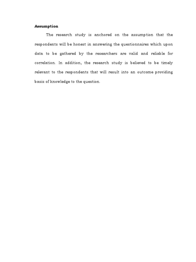Sample of Assumption for Thesis