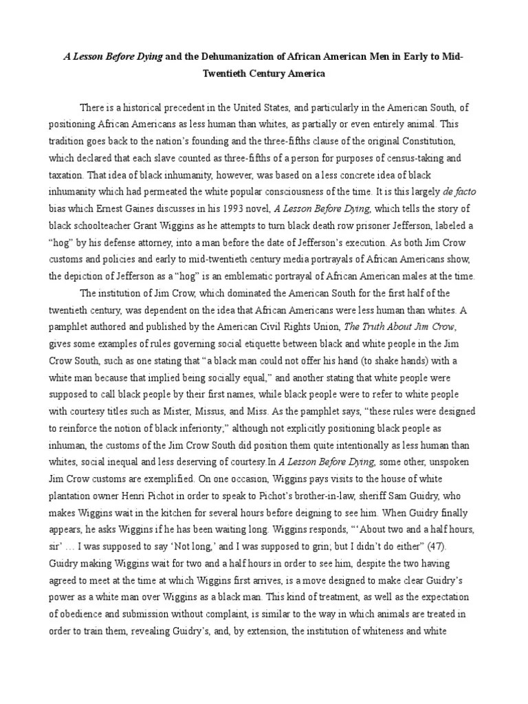A Lesson Before Dying Essay Minstrel Show Jim Crow
