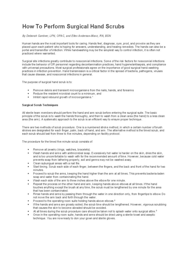 How to Perform Surgical Hand Scrubs