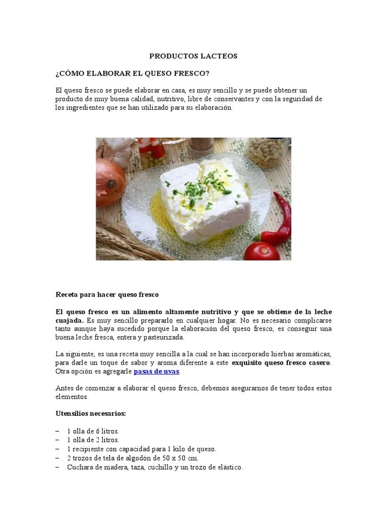 Cómo Elaborar Queso Fresco Queso Cuchara