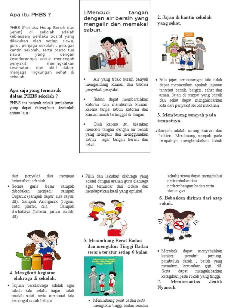 Leaflet PHBS DiSEkolah | PDF