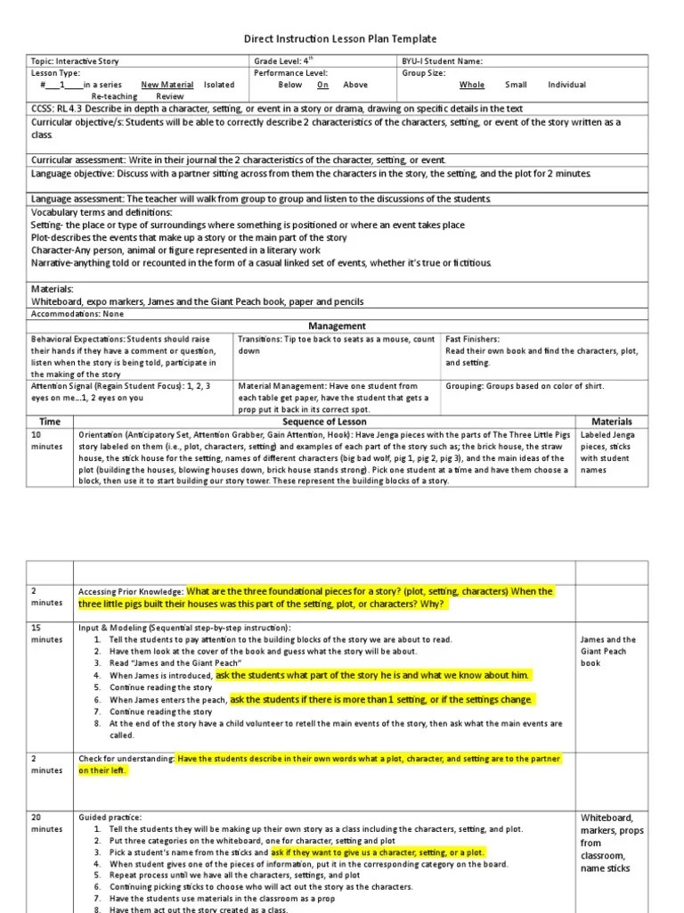 direct instruction lesson plan template-fall 2016 | Teachers