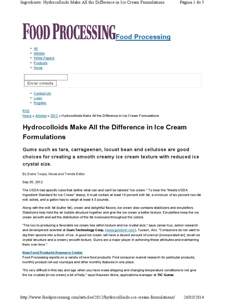 Ice Cream Stabilizers PDF Ice Cream Ice