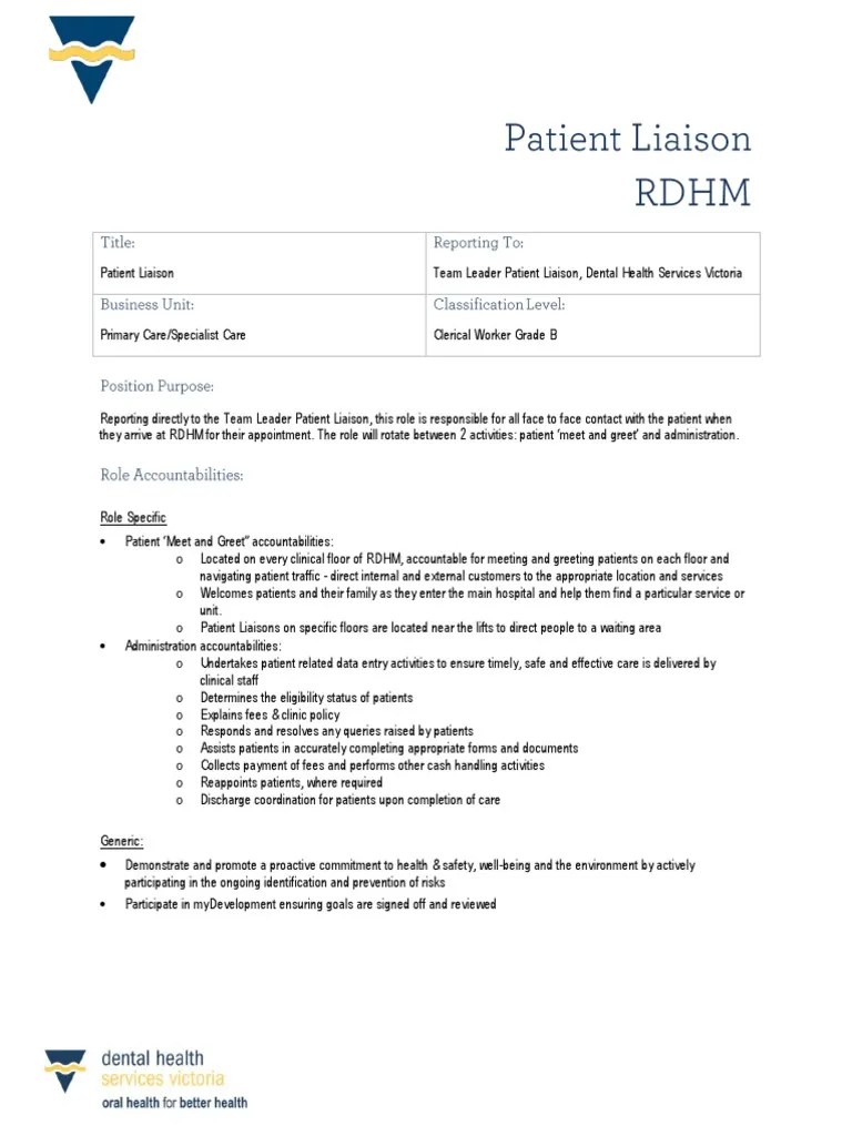 Patient Liaison Officer Patient Occupational Safety And Health