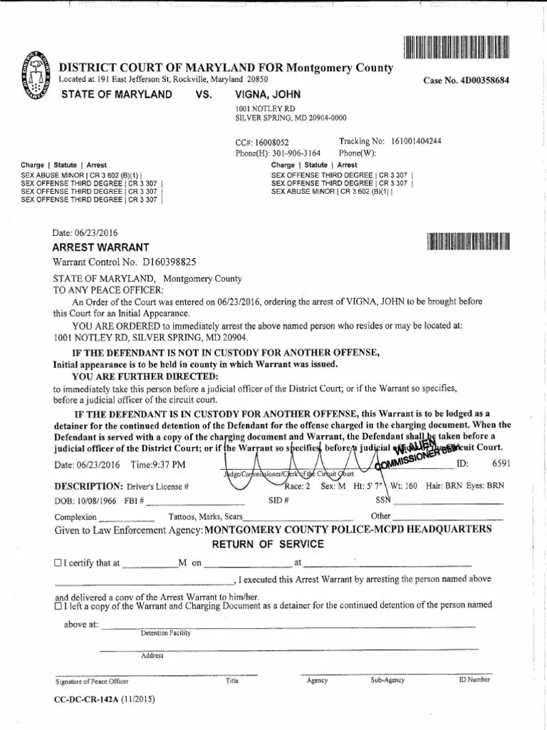 Statement of Charges in MCPS Teacher John Vigna Case PDF