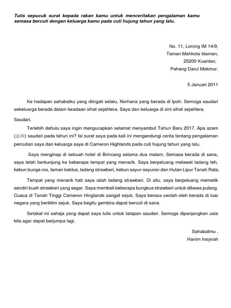 Saya punya anjing peliharaan bernama arnold. Contoh Surat Tidak Rasmi Untuk Kawan Letter 7saudara Com