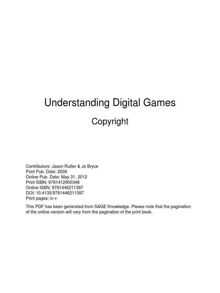 Understanding Digital Games PDF PDF Video Games Gender