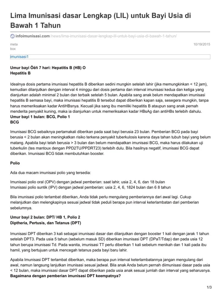 Imunisasi Bcg Umur Berapa Bulan