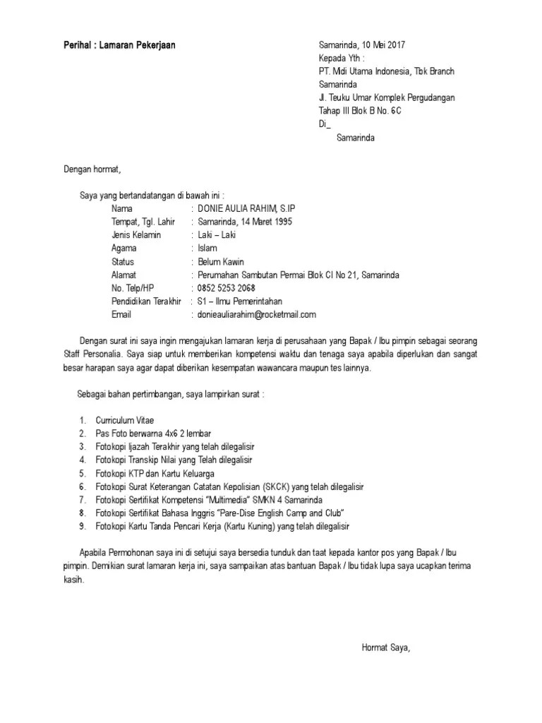 Contoh Surat Lamaran Pekerjaan Ke Alfamart Contoh Seputar Surat