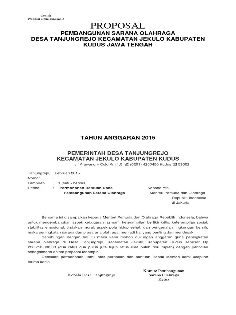 Contoh Proposal Pengadaan Barang Sarana Dan Prasarana