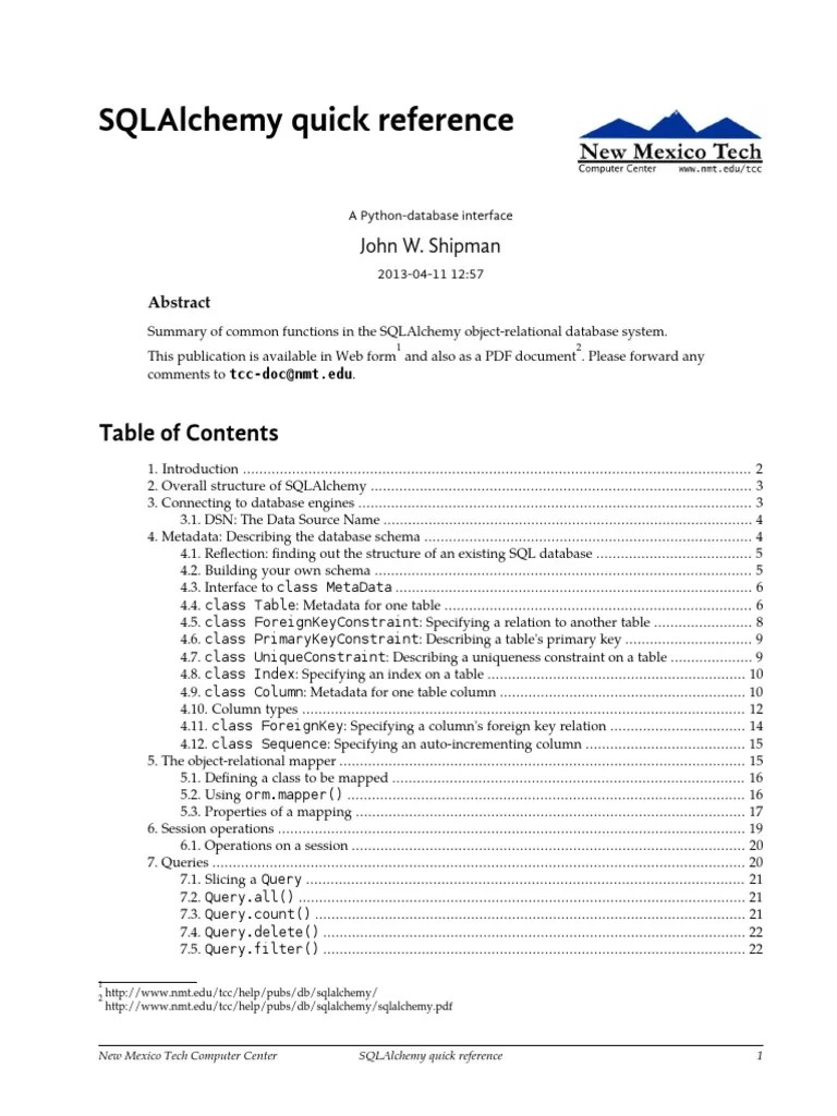 sqlalchemy cheatsheet.pdf Data Type Database Index