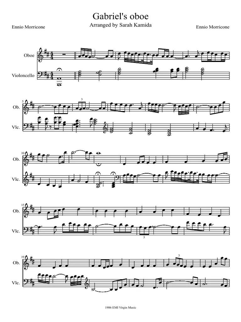 Gabriel's oboe Arranged by Sarah Kamida