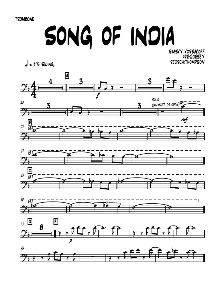 Song of India 01 TROMBONE PDF PDF Jazz Popular Music