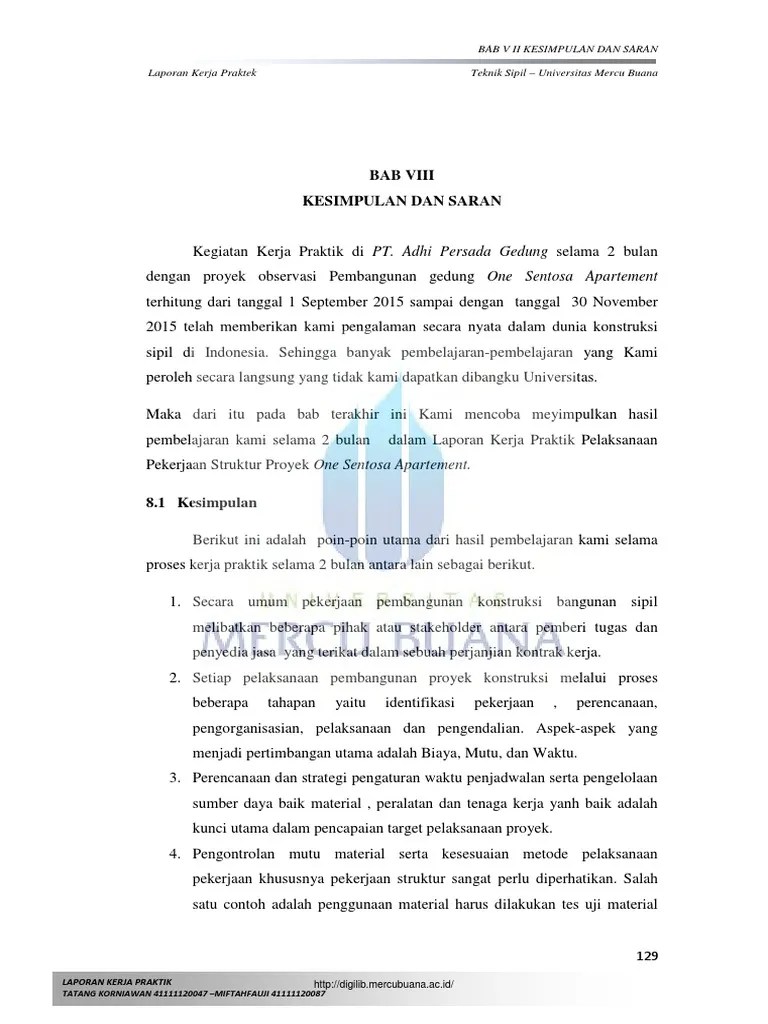 Contoh Kesimpulan PKL | PDF